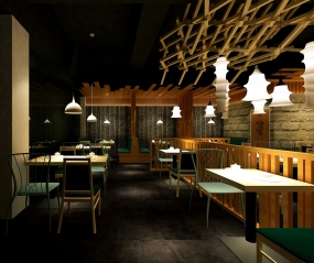 餐飲店裝修案例圖片,火鍋店空間設(shè)計(jì)圖