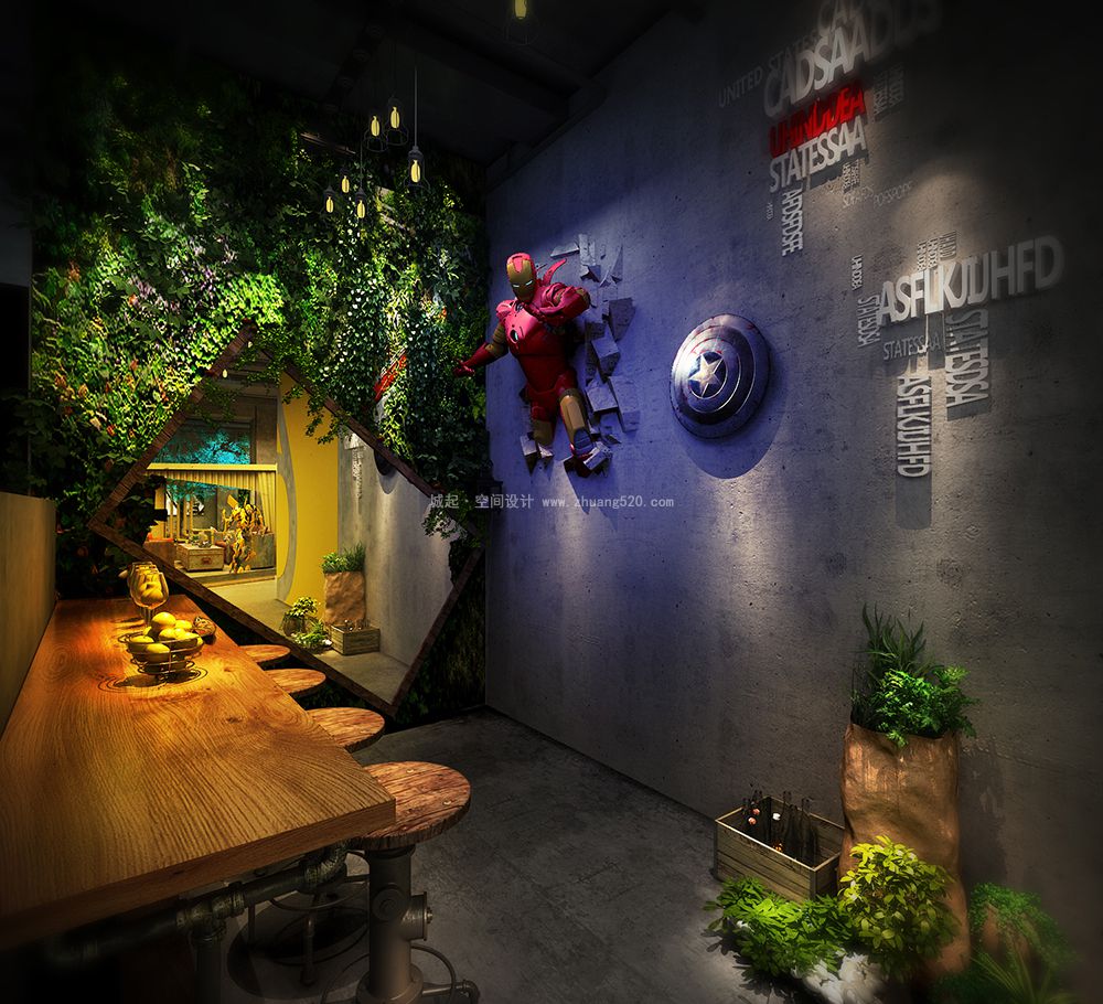 酒館空間設(shè)計效果圖,酒館裝飾圖片