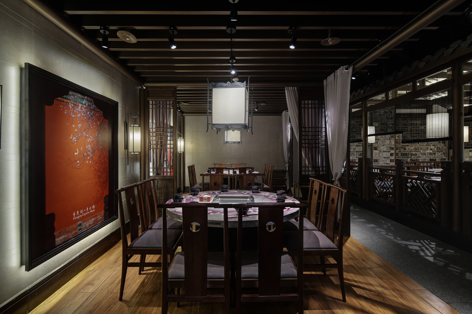火鍋店設(shè)計布局圖,火鍋店裝飾效果圖