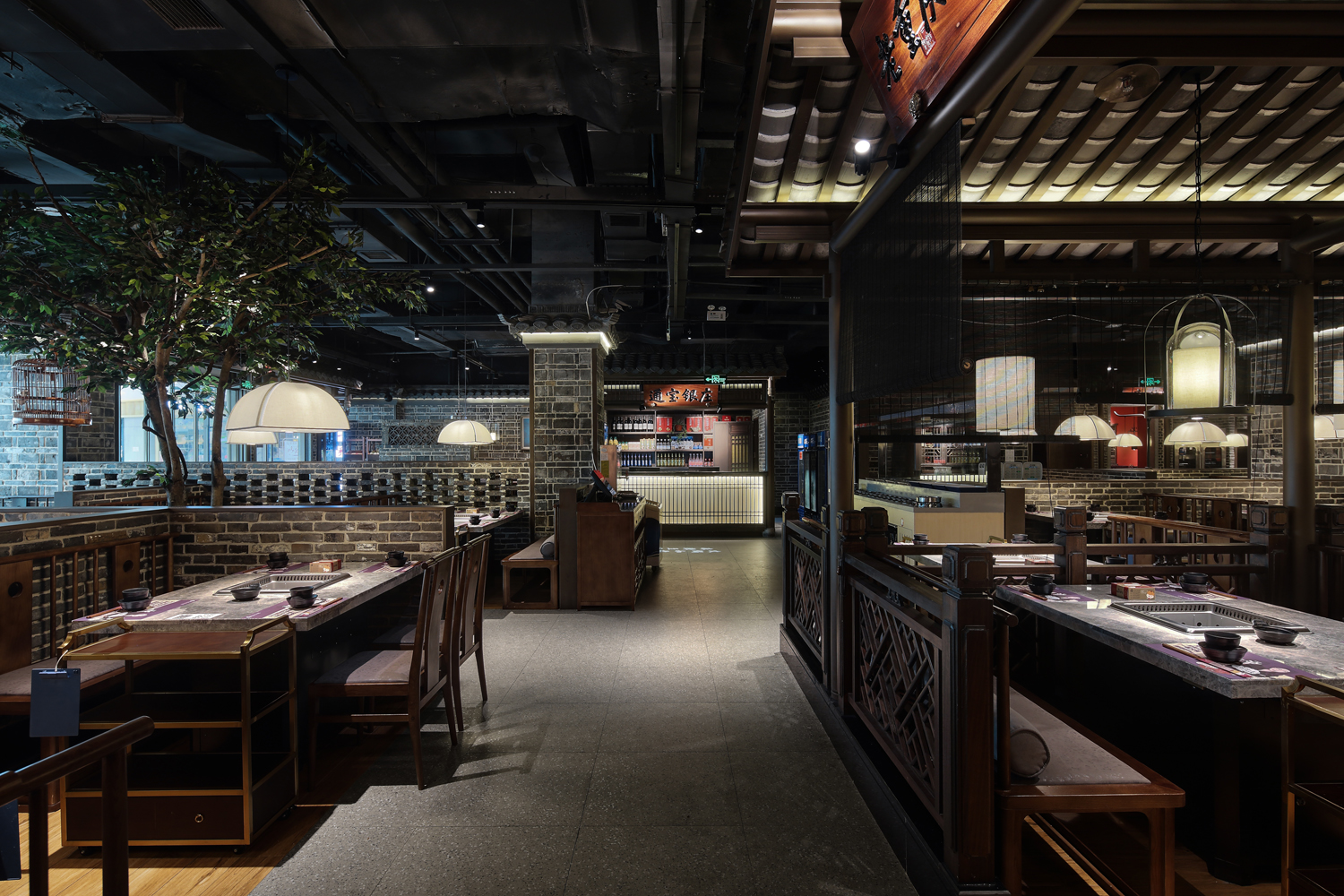 火鍋店裝修設(shè)計布局圖,火鍋店設(shè)計效果圖