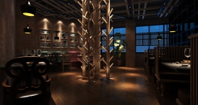 火鍋店裝飾布局圖,火鍋店空間設計效果圖