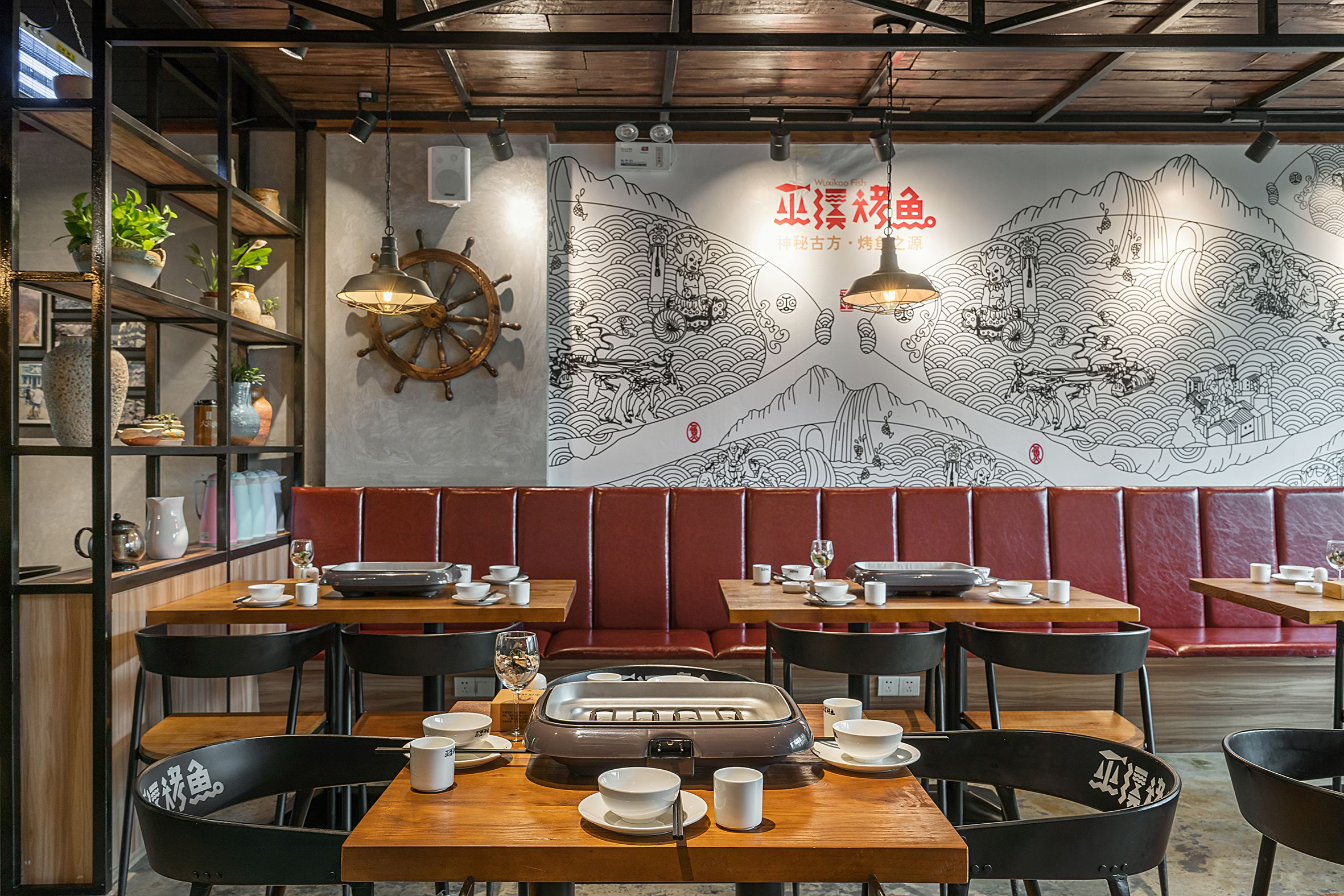 燒烤店裝飾設(shè)計(jì)效果圖,燒烤店裝飾設(shè)計(jì)布局圖