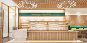 蛋糕店布局效果圖,蛋糕店空間設(shè)計實景圖