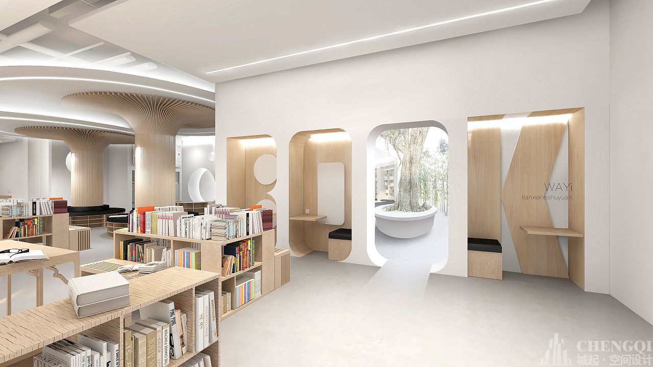 圖書館空間設(shè)計效果圖,圖書館裝飾案例圖