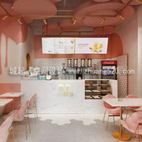 簡約風(fēng)格奶茶店裝潢效果圖
