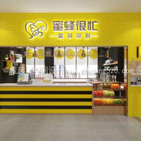 簡約文雅風(fēng)格奶茶店裝修圖片