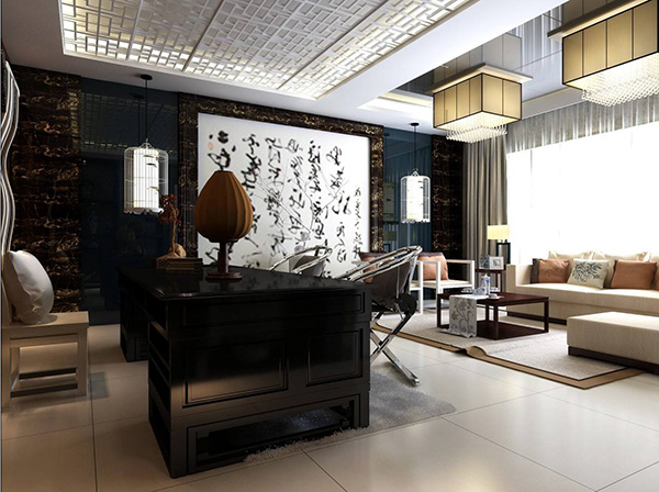 中式風格<a href=http://tt45tt.cn target=_blank class=infotextkey>辦公室裝修</a>效果圖片